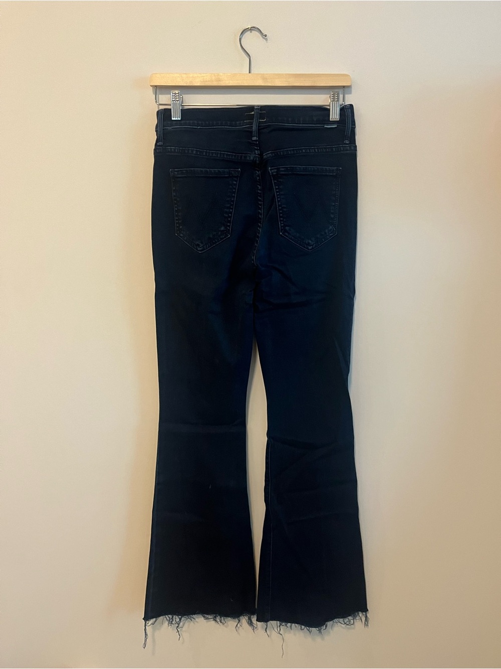 MOTHER Women’s Black Raw-Hem Flared Jeans